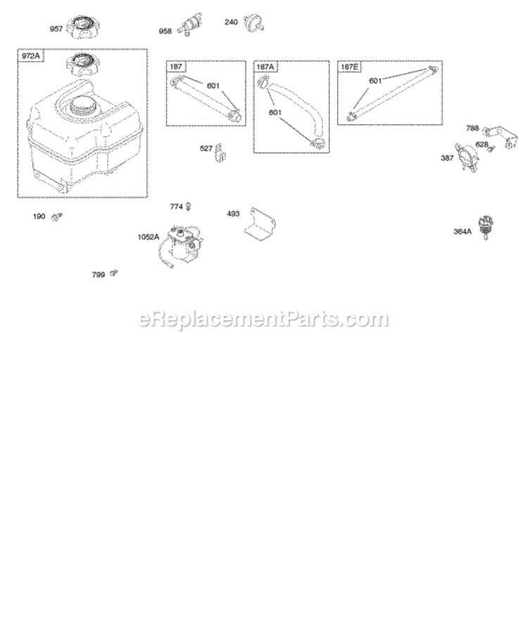 Fuel Supply Diagram and Parts List for  Briggs and Stratton Engine